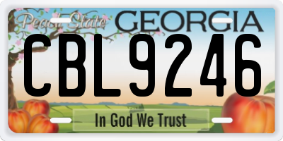 GA license plate CBL9246