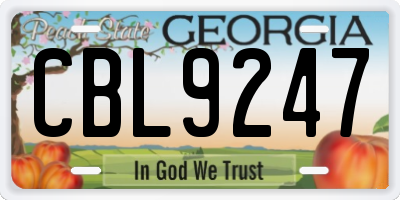 GA license plate CBL9247