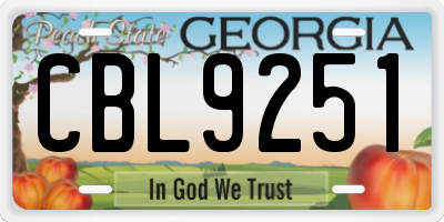 GA license plate CBL9251