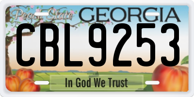 GA license plate CBL9253