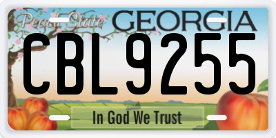 GA license plate CBL9255