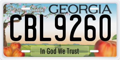 GA license plate CBL9260
