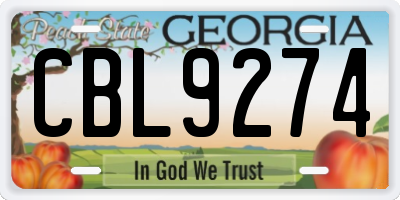 GA license plate CBL9274