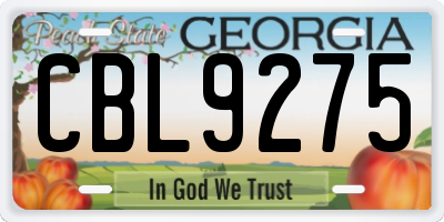 GA license plate CBL9275