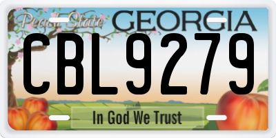 GA license plate CBL9279