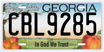 GA license plate CBL9285