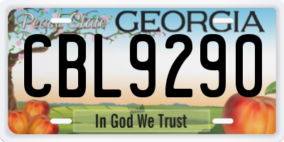 GA license plate CBL9290