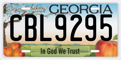 GA license plate CBL9295