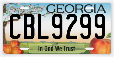 GA license plate CBL9299