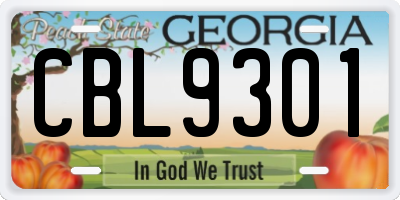 GA license plate CBL9301