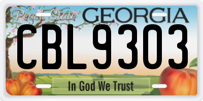 GA license plate CBL9303