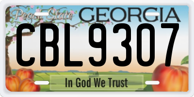 GA license plate CBL9307