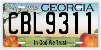 GA license plate CBL9311