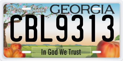 GA license plate CBL9313