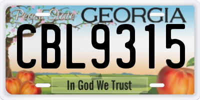 GA license plate CBL9315