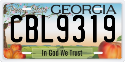 GA license plate CBL9319