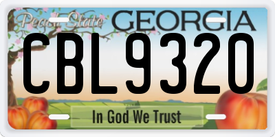 GA license plate CBL9320