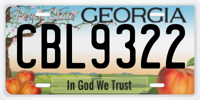 GA license plate CBL9322