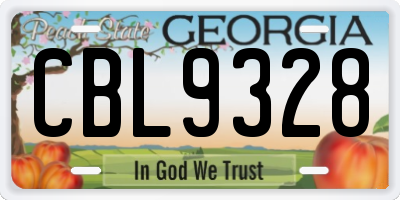 GA license plate CBL9328