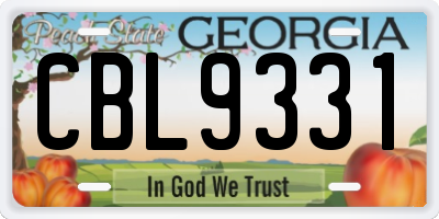 GA license plate CBL9331
