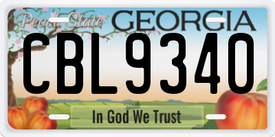 GA license plate CBL9340