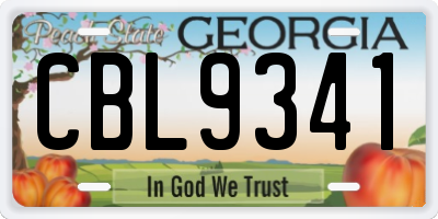 GA license plate CBL9341