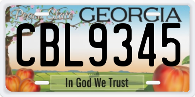 GA license plate CBL9345