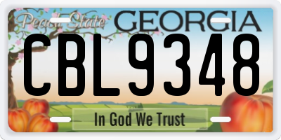 GA license plate CBL9348