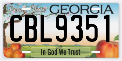 GA license plate CBL9351