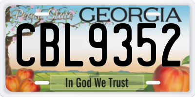 GA license plate CBL9352