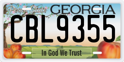 GA license plate CBL9355