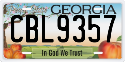 GA license plate CBL9357
