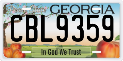 GA license plate CBL9359