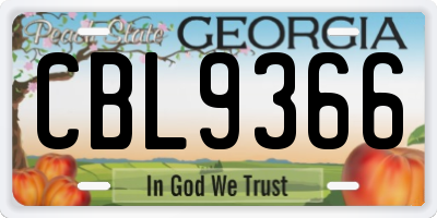 GA license plate CBL9366