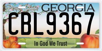 GA license plate CBL9367