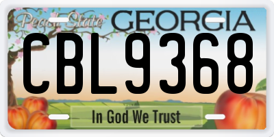 GA license plate CBL9368