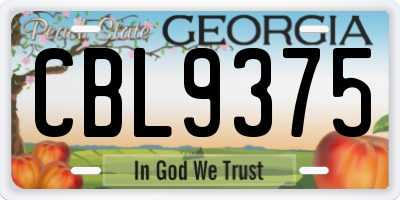 GA license plate CBL9375