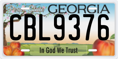 GA license plate CBL9376