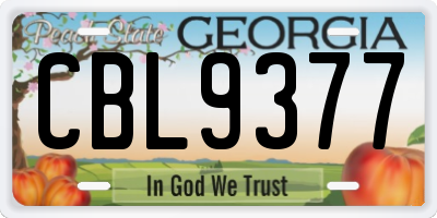 GA license plate CBL9377