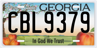 GA license plate CBL9379