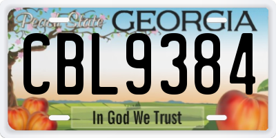 GA license plate CBL9384
