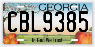 GA license plate CBL9385