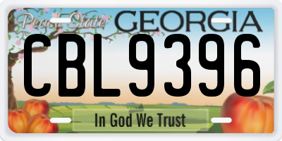 GA license plate CBL9396