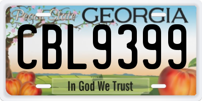 GA license plate CBL9399