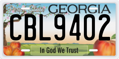 GA license plate CBL9402