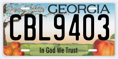 GA license plate CBL9403