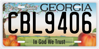 GA license plate CBL9406
