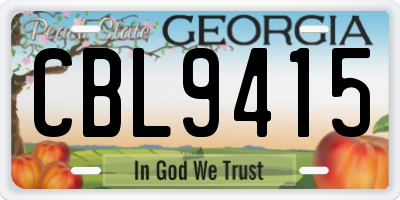 GA license plate CBL9415