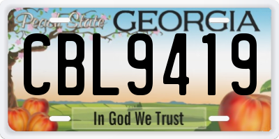 GA license plate CBL9419