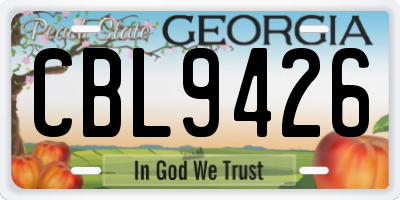 GA license plate CBL9426